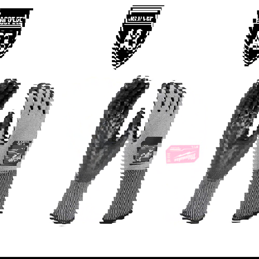 Puncture-Resistant Gloves: Size X-Large, ANSI Cut A3, ANSI Puncture 0, Polyurethane, Polyester, Polyethylene & Nitrile